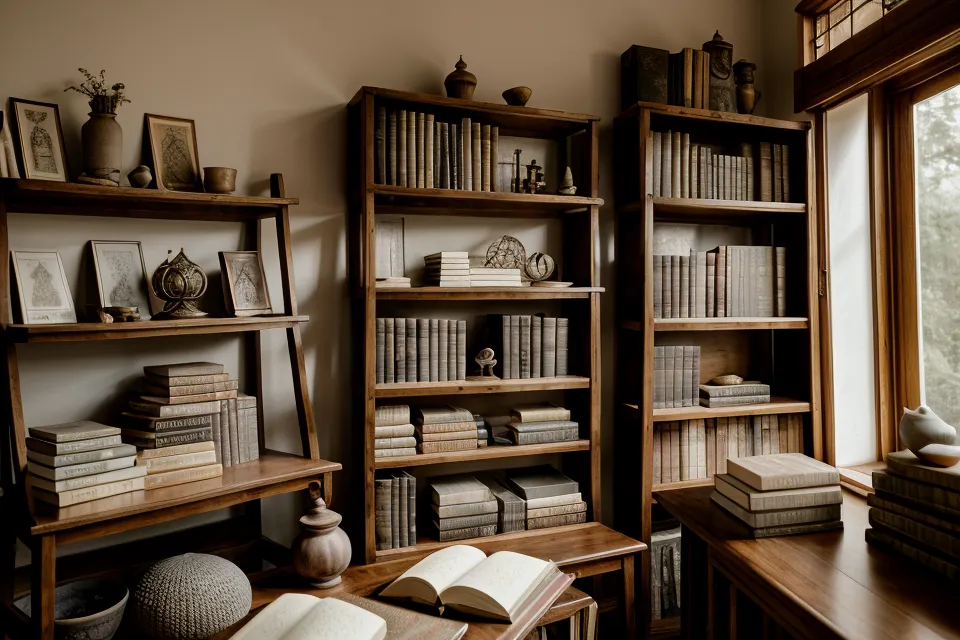 Bücherregal in der Buchhandlung Sternwanderer mit Fokus auf Meditationsliteratur.