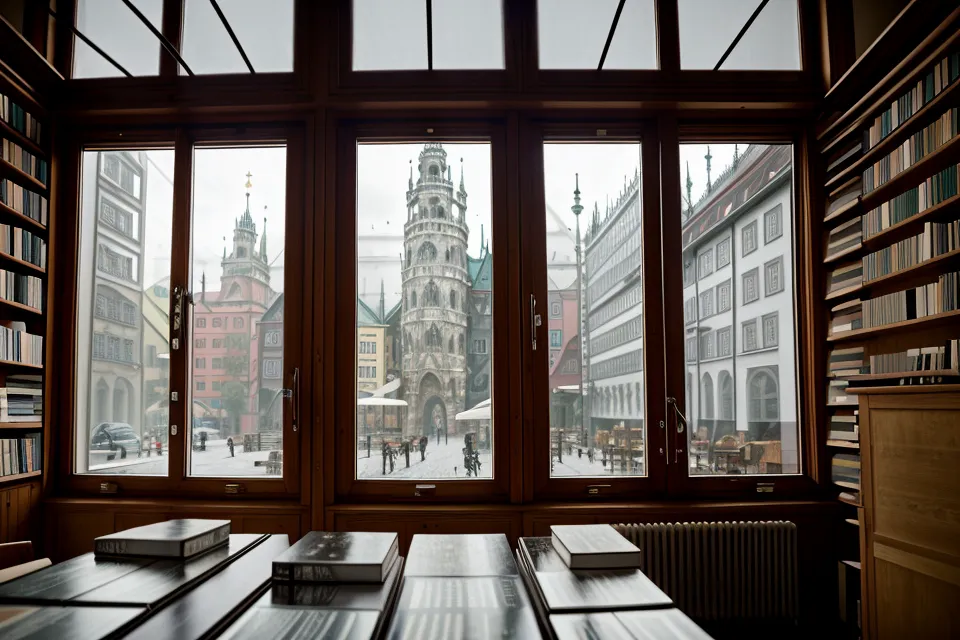 Blick aus dem Schaufenster der Buchhandlung während eines Christine Arana Fader Kursvergleichs