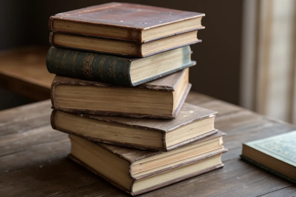 Detailaufnahme von neuen Büchern und einem Räucherstäbchen in einer Buchhandlung.