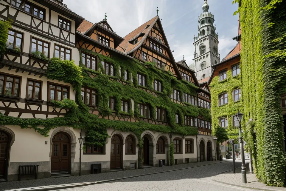 Eine friedliche Straßenszene im französischen Viertel von München Haidhausen.