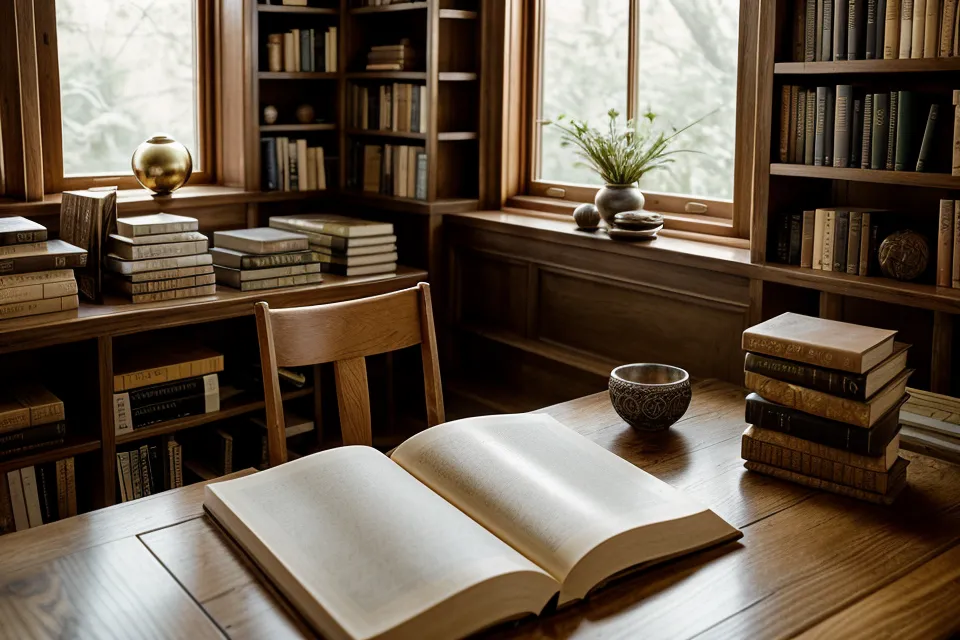 Handschriftliches Notizheft mit Beobachtungen zu Channeling-Kurs und Meditationspraxis auf dem Kassentisch einer Buchhandlung.